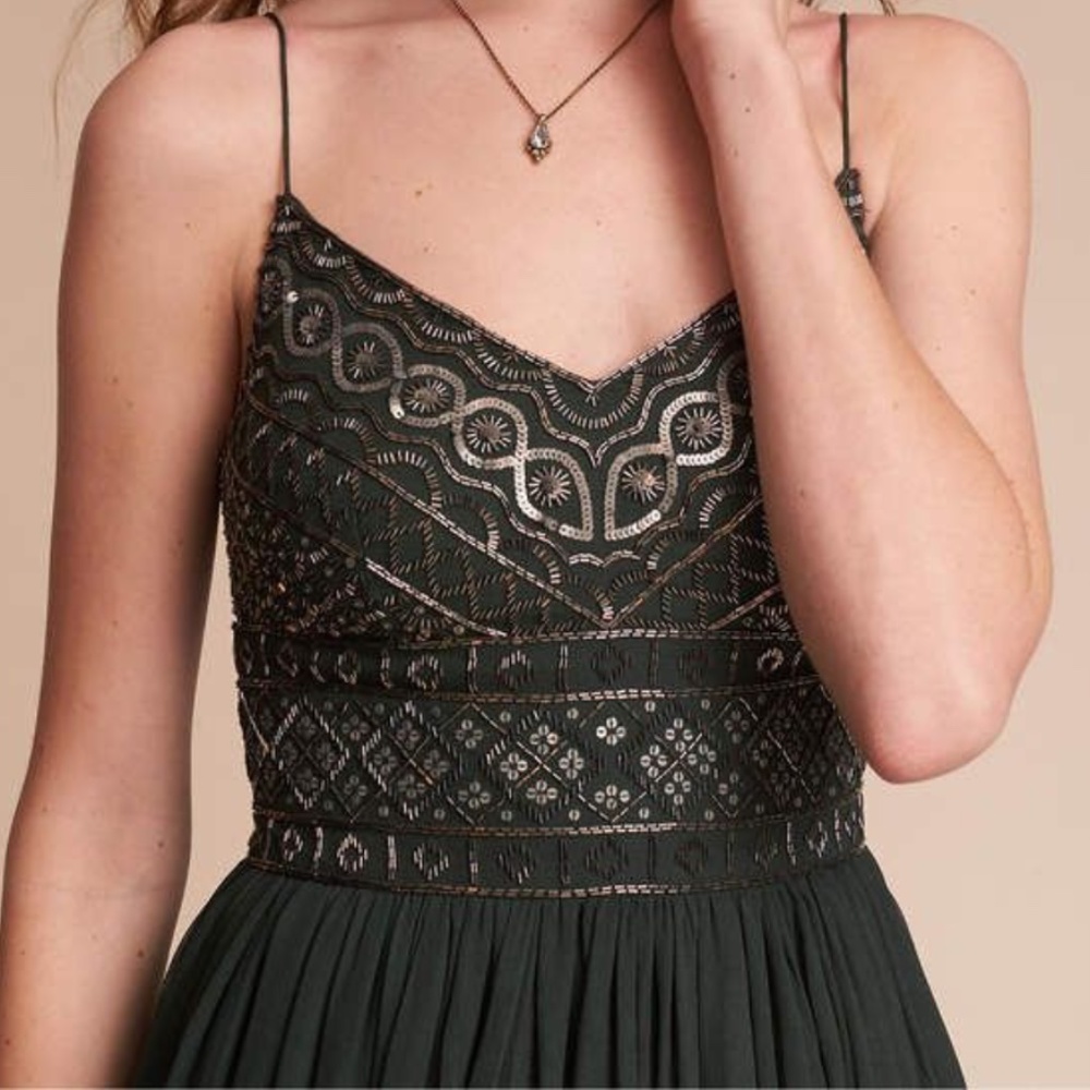 BHLDN Bristol dress. dark green formal dress NWOT